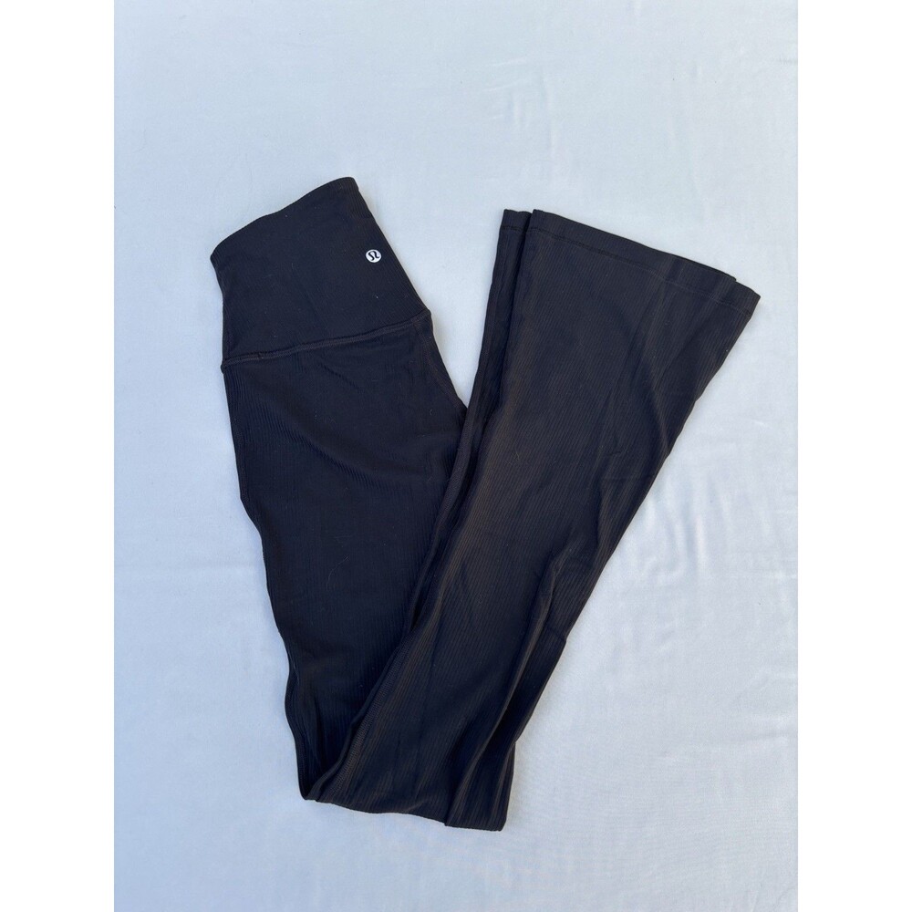 Lululemon Align Ribbed Mini Flare Pants Black High Rise Size 2 LW5GA8S